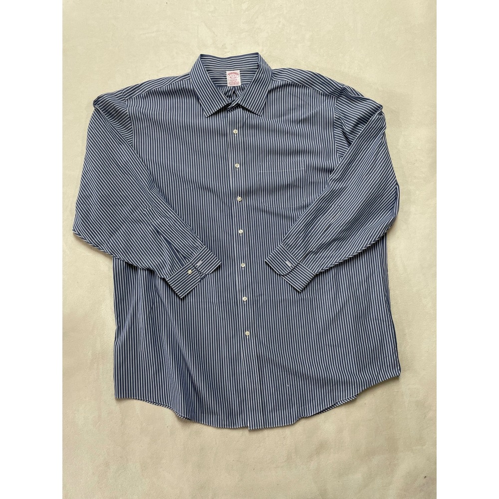 Brooks Brothers Madison Non-Iron Dress Shirt 19-35 Blue White Stripe Supima